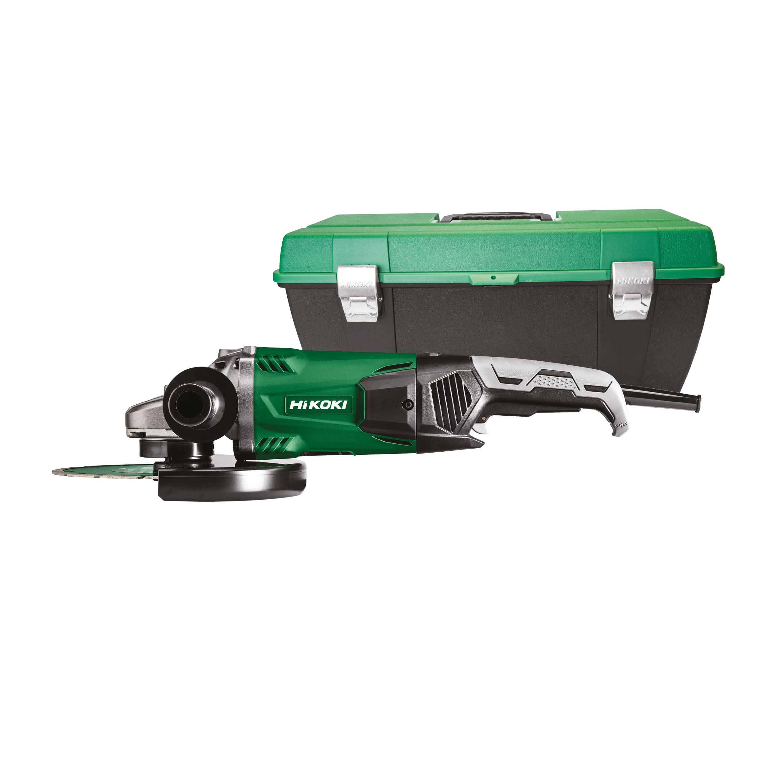 HIKOKI POWER TOOLS - Smerigliatrice Angolare 2.200W, 6.600 Giri/Min, Diametro 230Mm, 5,3Kg, (Box Cartone), Plano Grande - M14 - 230Mm - Scatola Di Cartone - Dimensioni Confezione Singola: 660X290X270 Mm (Lxwxh) - Peso Confezione Singola: 9,6 Kg