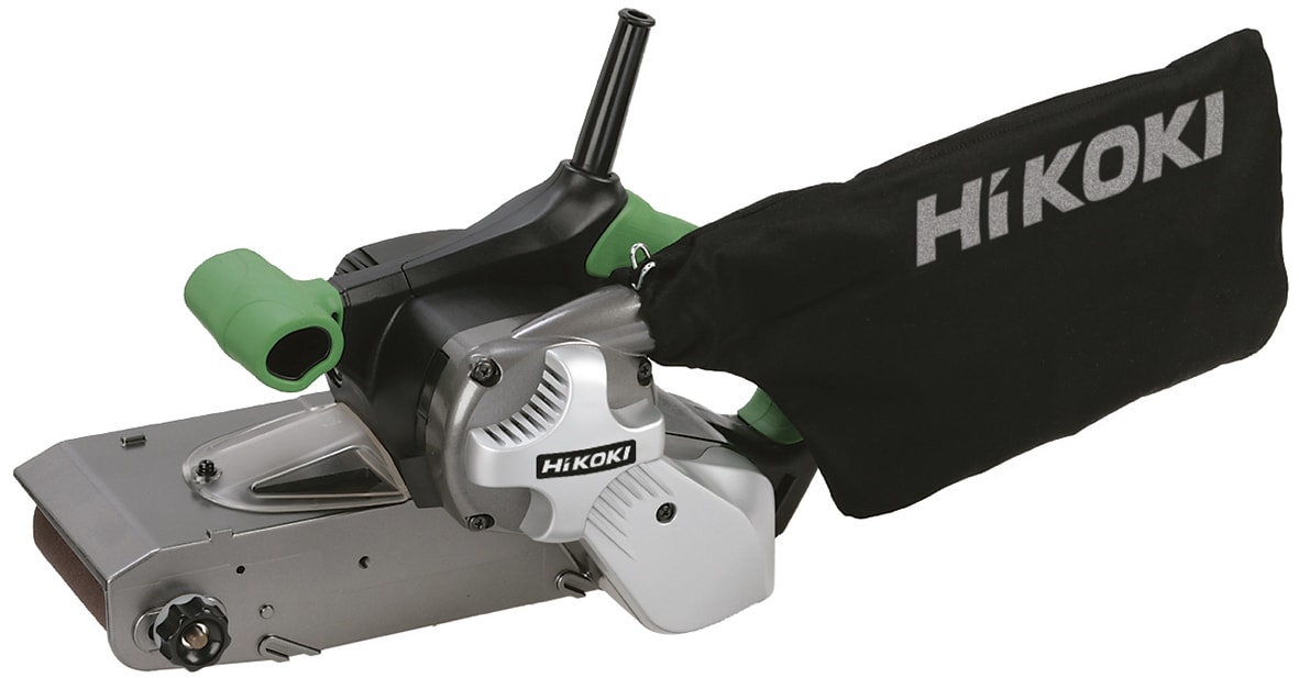 HIKOKI POWER TOOLS - Levigatrice a nastro 1.020W, 100 x 610mm, Velocit? Variabile 250, 450 giri/min, Sacco aspirazione, motore a sinistra per levigare a filo.