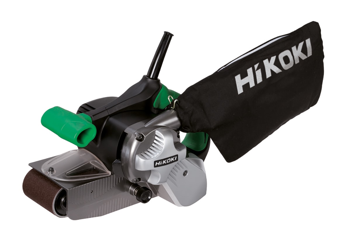 HIKOKI POWER TOOLS - Levigatrice a nastro 1.020W, 76 x 533mm, Velocit? Variabile 250, 450 giri/min, Sacco aspirazione, motore a sinistra per levigare a filo.