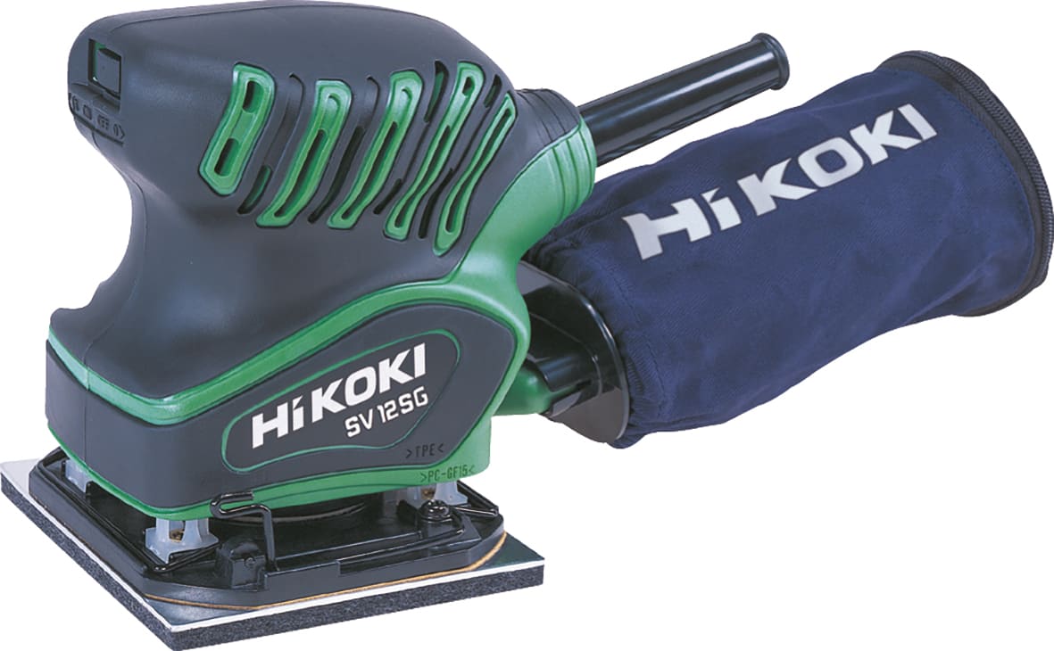 HIKOKI POWER TOOLS - Levigatrice Orbitale 200W, Platorello con pinze 110 x 100mm, 14.000 giri/min, orbita 1,5mm, Sacchetto aspirazione.
