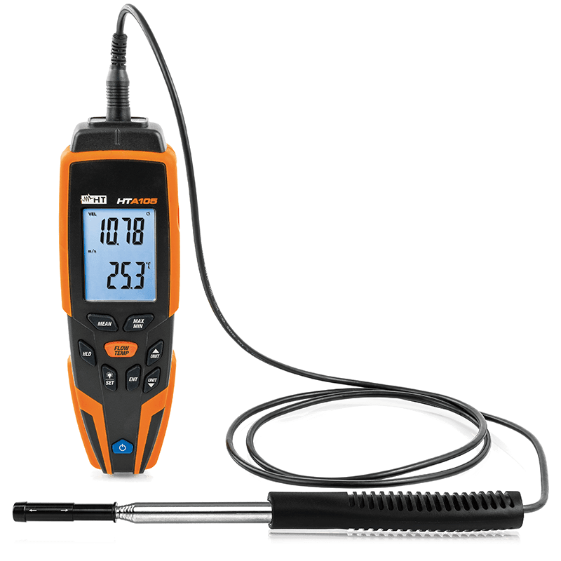 HT INSTRUMENTS - Termoanemometro digitale a filo caldo con misura di temperatura, umidità e velocità dell’aria HTA105 MULT.
