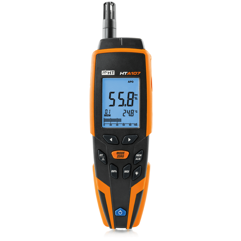 HT INSTRUMENTS - Termoigrometro multifunzione per misura umidità dei materiali con sonda a contatto e di penetrazione HTA107.