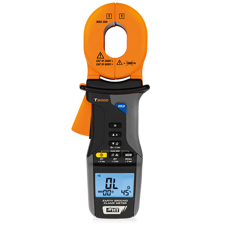 HT INSTRUMENTS - Pinza amperometrica per misura resistenza di terra e corrente di dispersione fino a 20A AC T2000 Pinza Misura Resistenza di Terra.