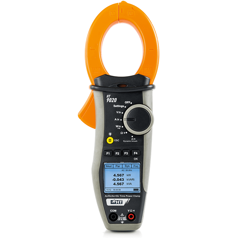 HT INSTRUMENTS - Pinza amperometrica con misura di potenze, armoniche, correnti di spunto, 1000A AC/DC TRMS. HP009020