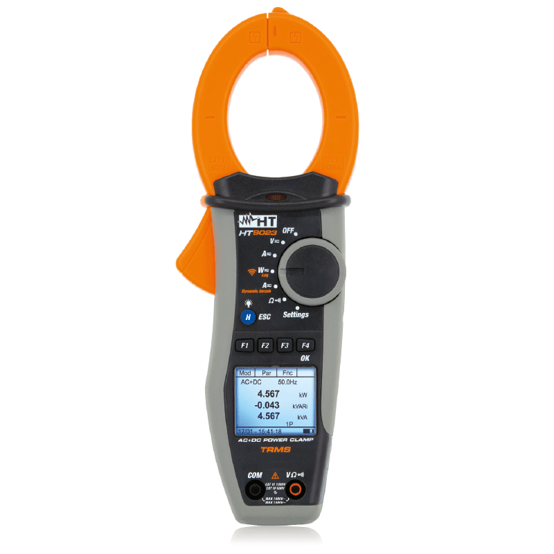 HT INSTRUMENTS - Pinza amperometrica per misura di potenze, armoniche, collegamento WiFi HT9023 TRMS AC/DC CA.