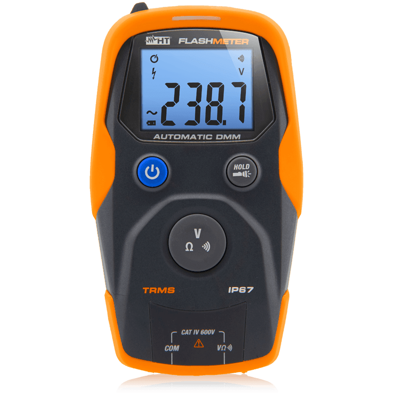 HT INSTRUMENTS - Multimetro digitale TRMS fino a 600V indistruttibile, resistente all’acqua con sequenza automatica delle misure IP67.