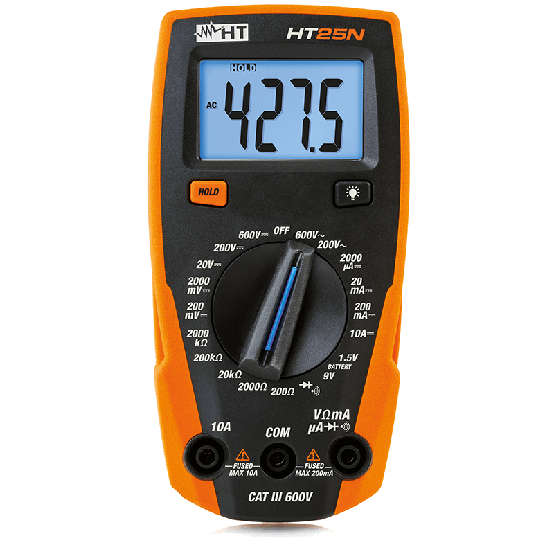 HT INSTRUMENTS - Multimetro digitale compatto HT25N con misura corrente DC fino a 10A multifunzione. HR00025N
