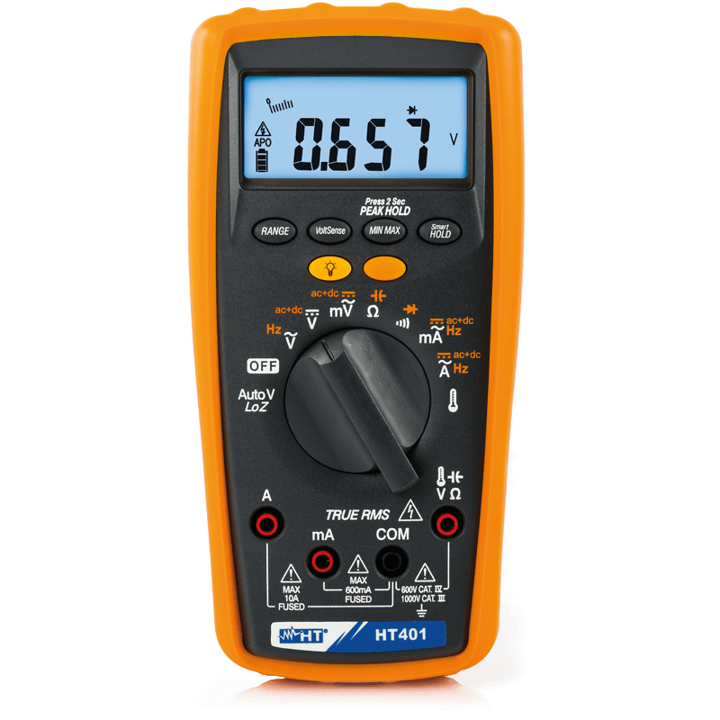 HT INSTRUMENTS - Multimetro digitale TRMS con misura AC e DC, ingresso a bassa impedenza LoZ, HT401.