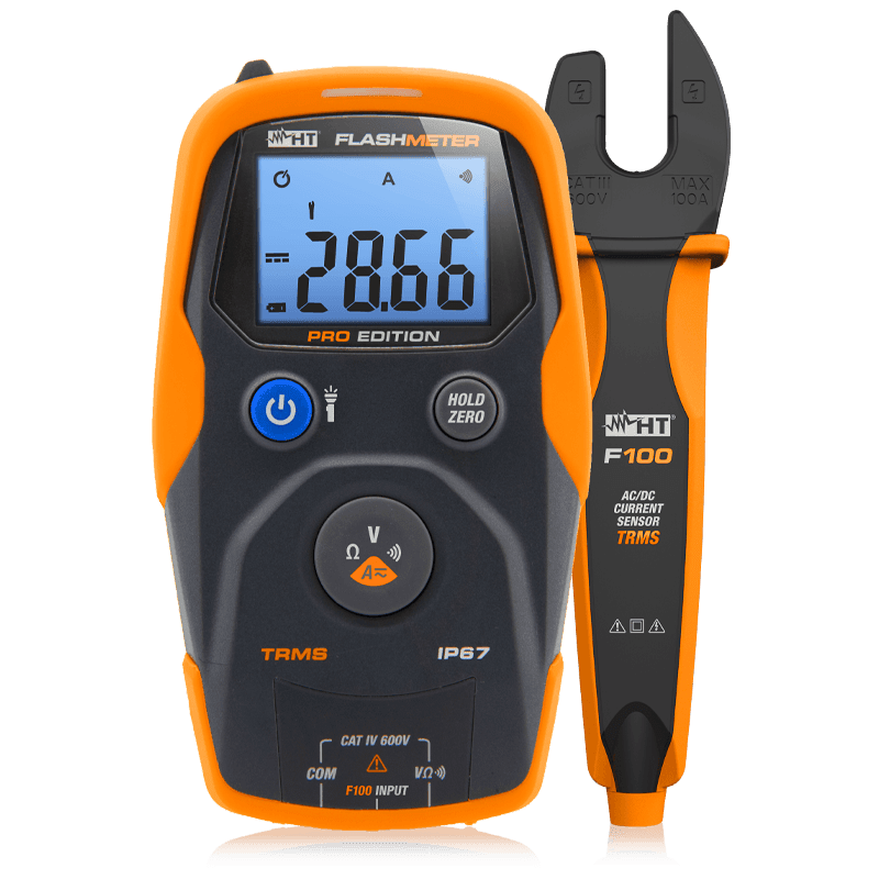 HT INSTRUMENTS - Multimetro digitale TRMS fino a 600V indistruttibile, resistente all’acqua con sequenza automatica delle misure, IP67, corrente AC.