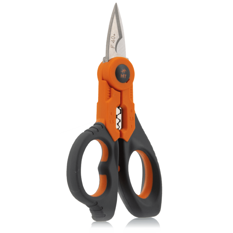 HT INSTRUMENTS - Forbice professionale con funzione crimpatrice incorporata tagliacavo 70 mm per installazione elettrica. HU000697