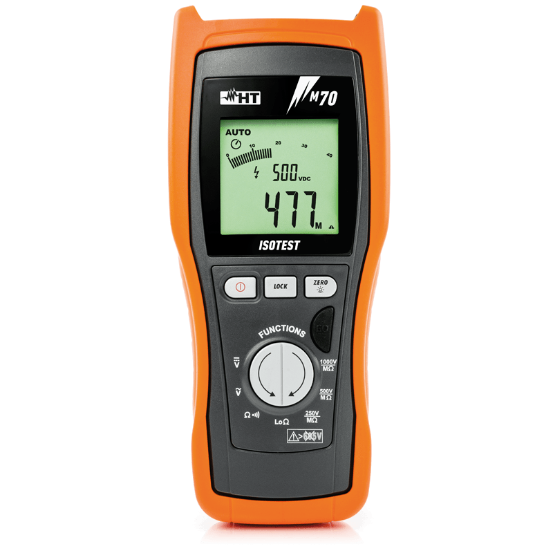 HT INSTRUMENTS - Strumento multifunzione per misura di isolamento e continuità dei conduttori di protezione con funzioni multimetro TRMS M70 Misuratore Isolamento.