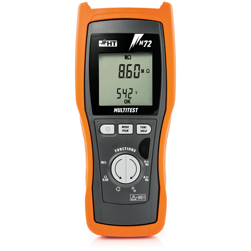 HT INSTRUMENTS - Strumento combinato per misura di isolamento, continuità dei conduttori di protezione e funzione multimetro TRMS M72 misuratore isolamento 500VCC.