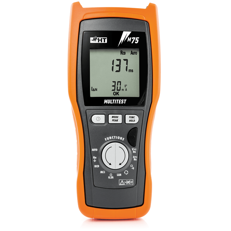 HT INSTRUMENTS - Strumento per verifiche di sicurezza CEI 64-8 con funzioni multimetro TRMS e controllo mappatura su cavi di reti LAN RJ-45 M75 STR. Verifica e reti LAN. HV000075