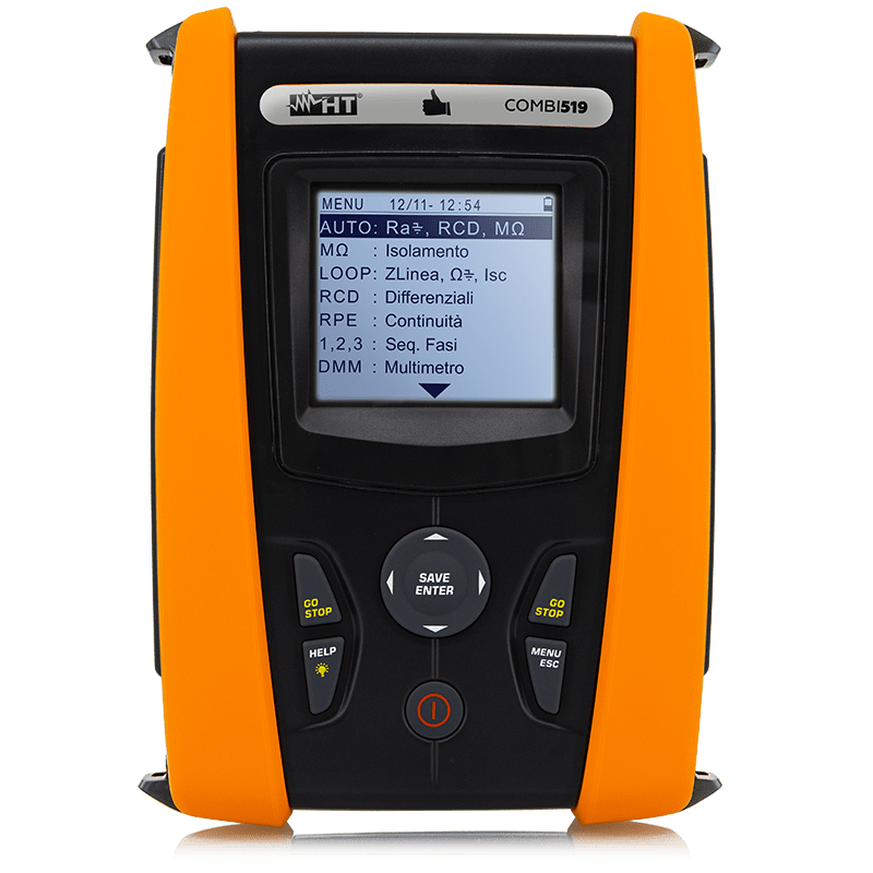 HT INSTRUMENTS - Strumento multifunzione per la verifica sicurezza elettrica impianti civili e industriali COMBI519 verifica CEI 64.8 con RCD.