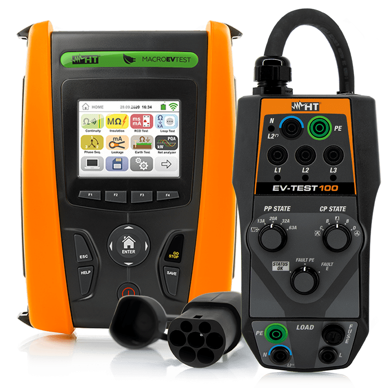 HT INSTRUMENTS - Strumento per la verifica delle colonnine di ricarica e della sicurezza elettrica Macroevtest Str.verif. Imp. colon. Evc.