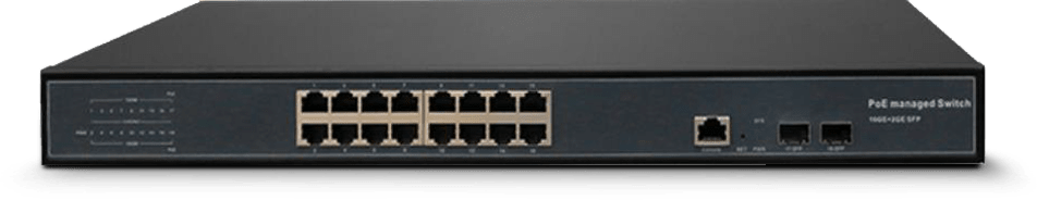 IESS - SWITCH 16PORTE POE+ 2 FIBRA, MAX 300W 53048