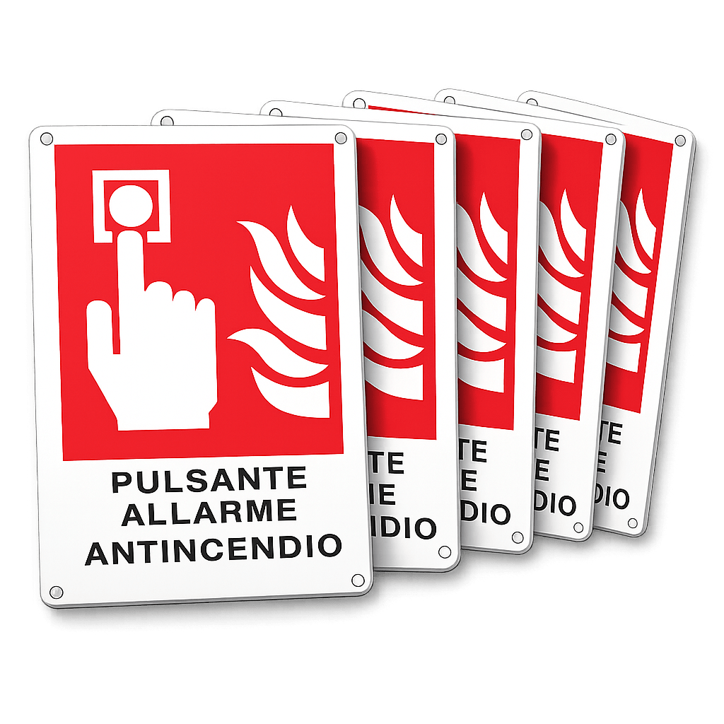 IESS - KIT 5 CARTELLI PULSANTE ANTINCENDIO
