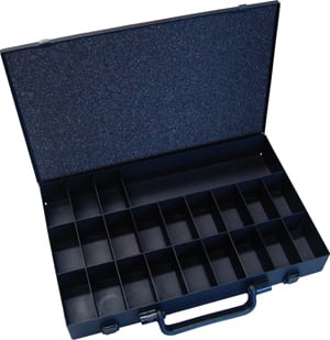 INTERCABLE TOOLS - Cassa vuota in metallo 22 scomparti 50x370x235mm con maniglia