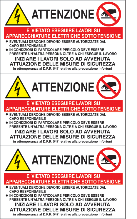 ITALWEBER - CF.10F ETICHETTE NORME SIC. 3P.F. 120X70