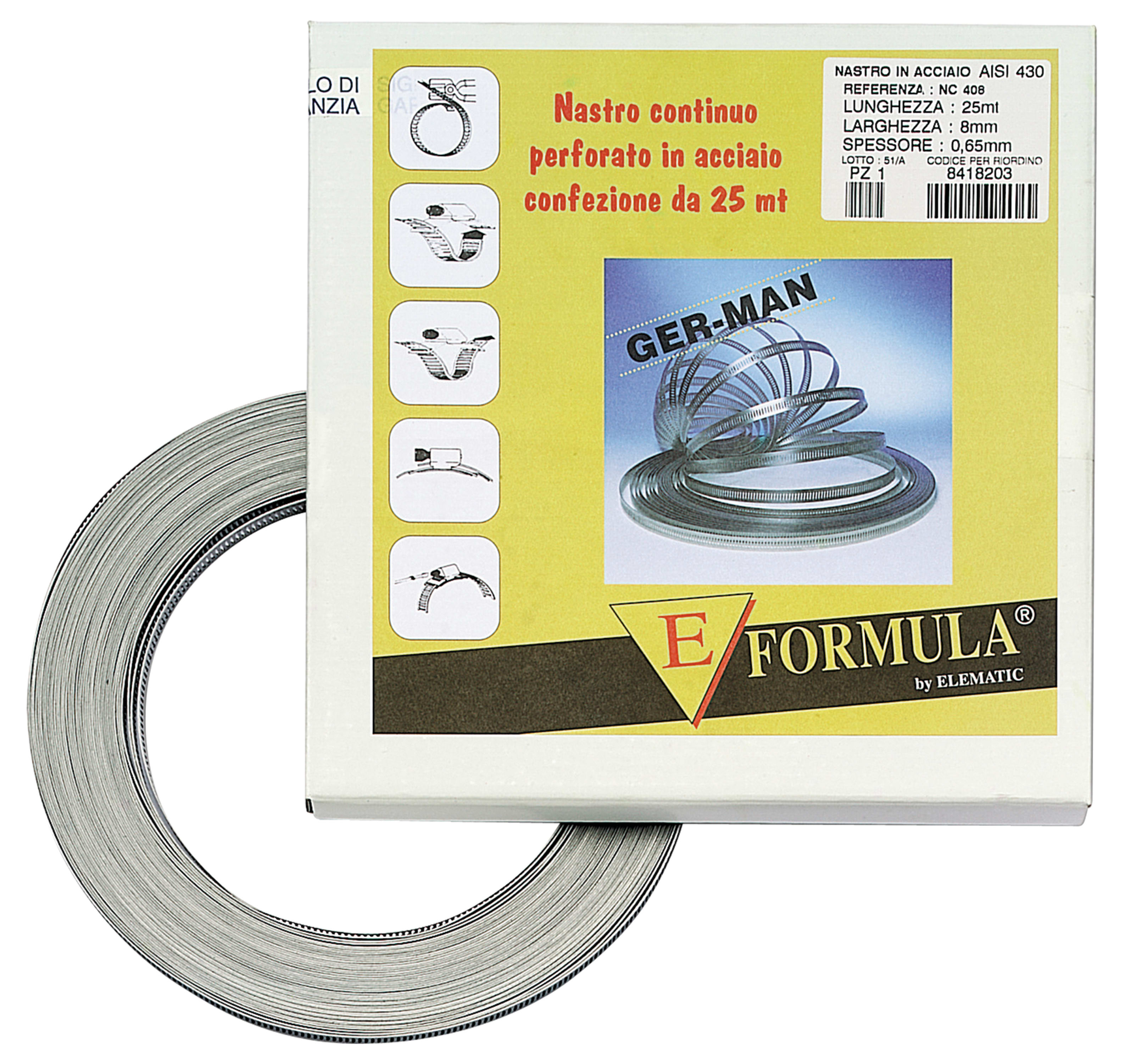 ELEMATIC - NASTRO CONTINUO PERFORATO INOX 25m - 8 mm
