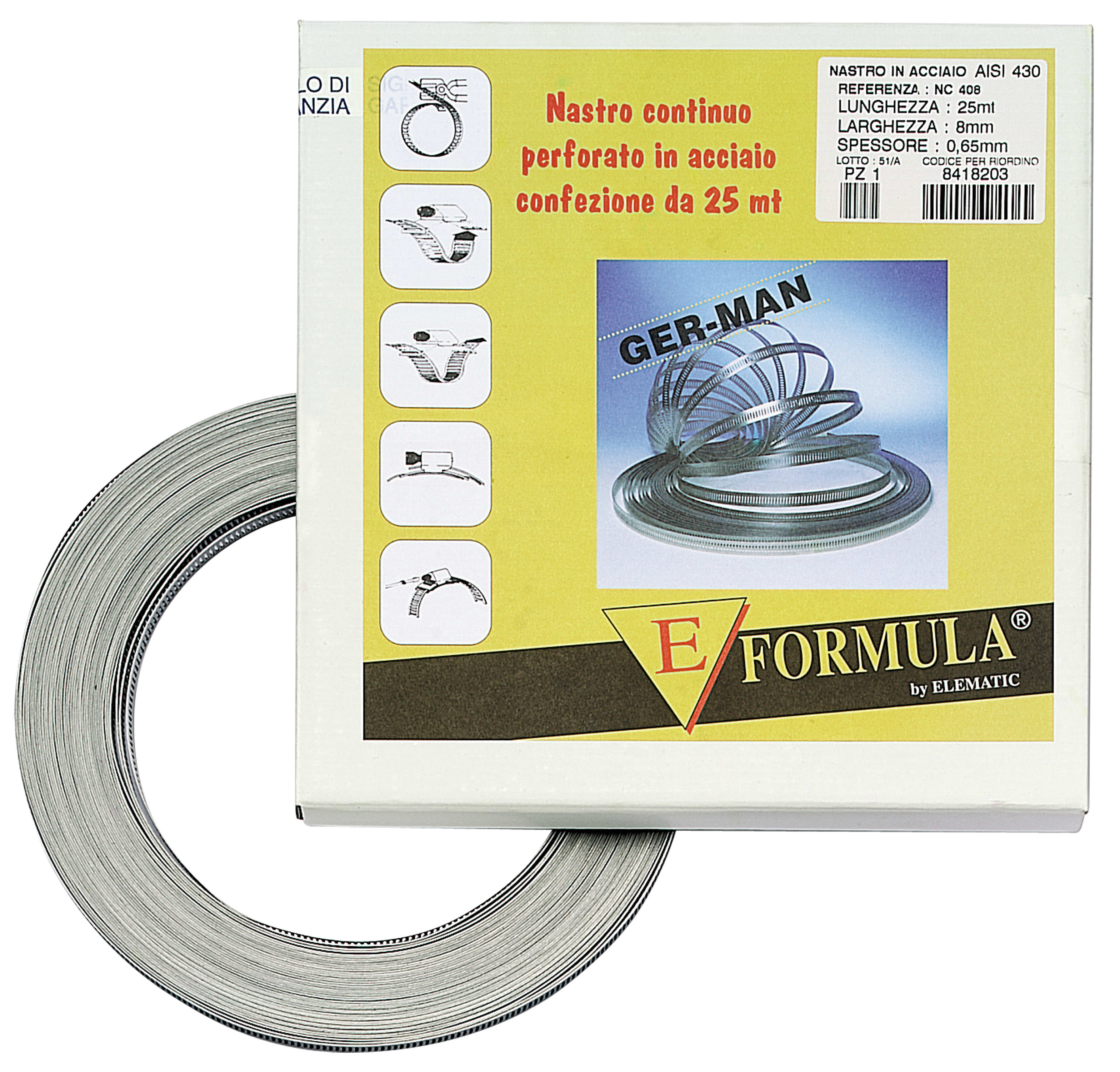 ELEMATIC - NASTRO CONTINUO PERFORATO INOX 3m - 8 mm