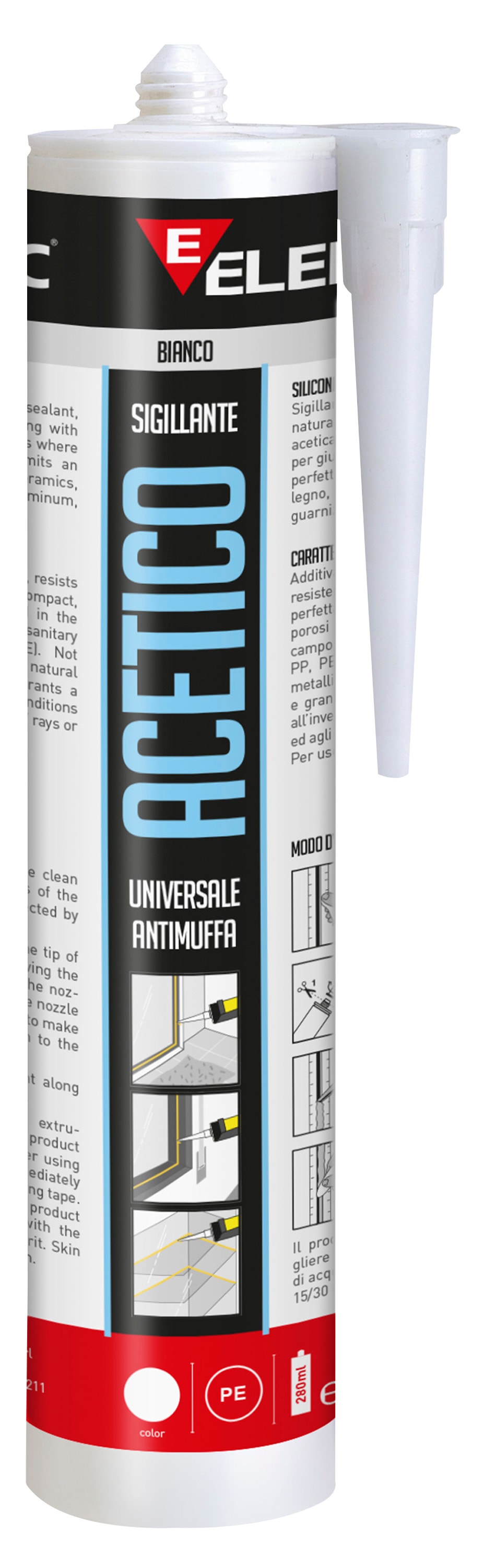 ELEMATIC - SILICONE ACETICO UNIVERSALE TESTA DI MORO