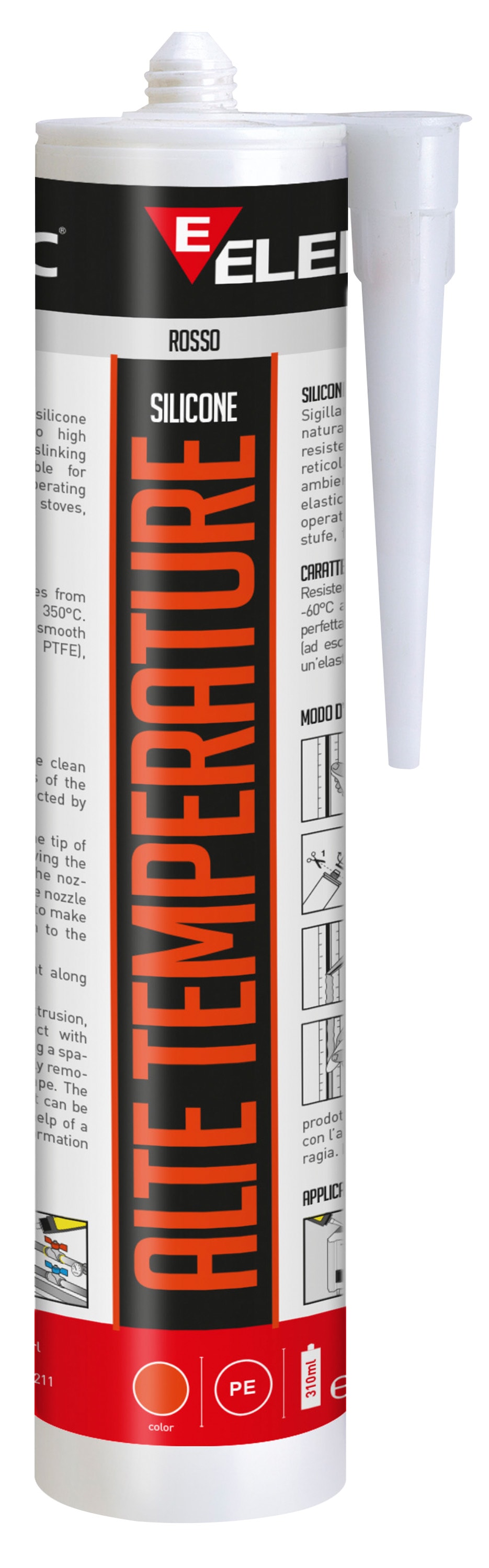 ELEMATIC - SILICONE ALTE TEMPERATURE 350 GRADI ROSSO 8708228