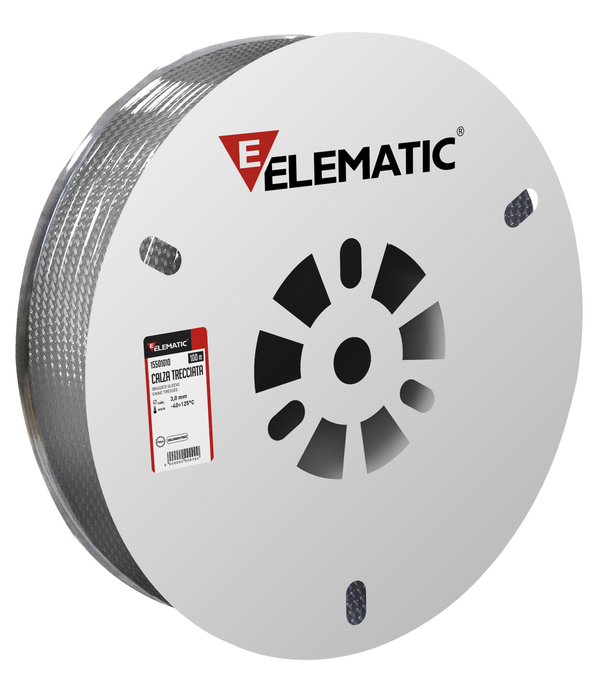 ELEMATIC - CALZA TRECCIATA POLIESTERE NERA DIAM 10