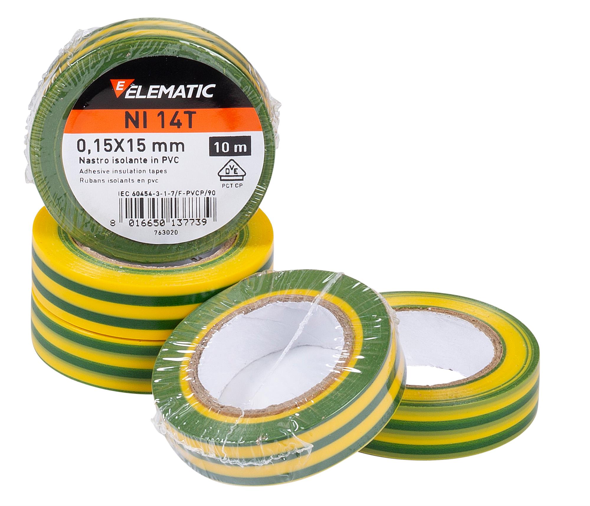 ELEMATIC - NASTRO ISOLANTE PVC GIALLO/VERDE 15x10 -10M