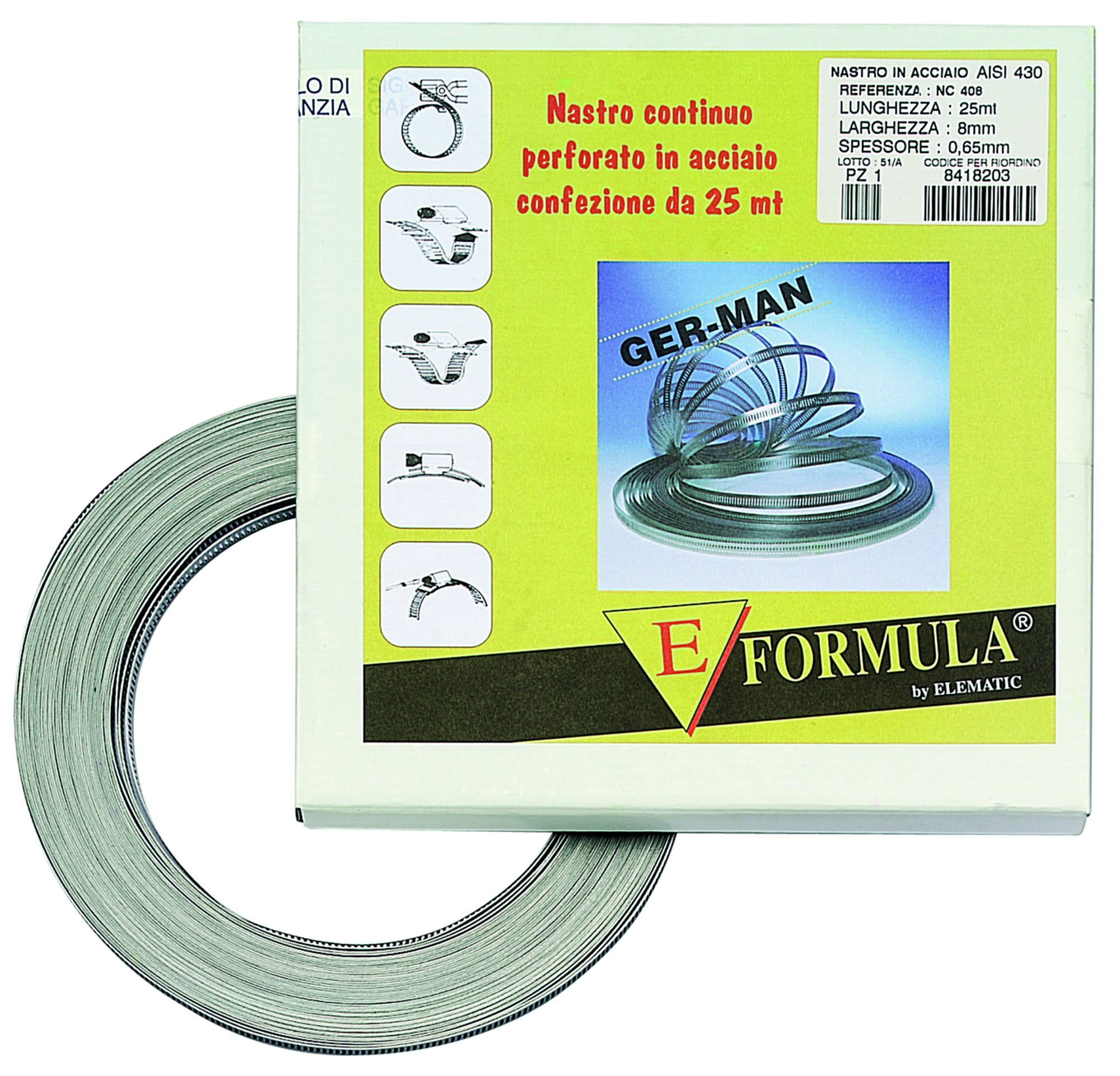 ELEMATIC - NASTRO CONTINUO PERFORATO INOX 25m - 8 mm 8418207