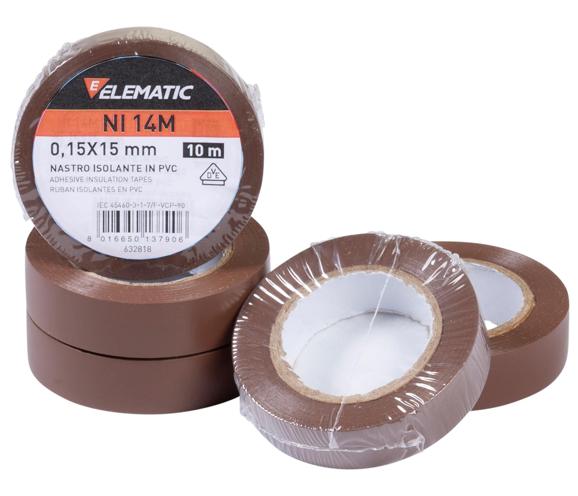 ELEMATIC - NASTRO ISOLANTE PVC MARRONE 15x10 - 10M NI14M