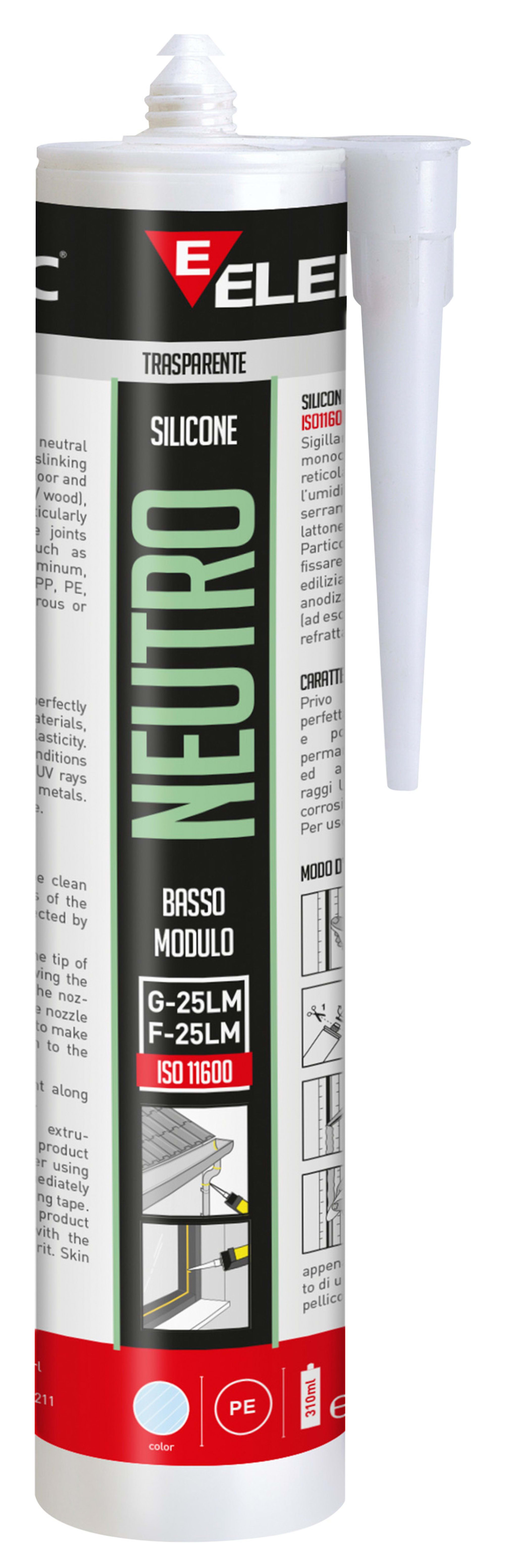 ELEMATIC - SILICONE NEUTRO A BASSO MODULO NERO