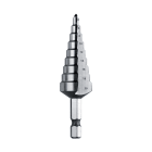 KRINO - UTENSILI CONICI A GRADINO IN HSS-G CON ATTACCO 1/4” Q.C. PER FORARE E ALLARGARE LAMIERE E TUBI 4÷12