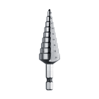 KRINO - UTENSILI CONICI A GRADINO IN HSS-G CON ATTACCO 1/4” Q.C. PER FORARE E ALLARGARE
LAMIERE E TUBI 4÷20