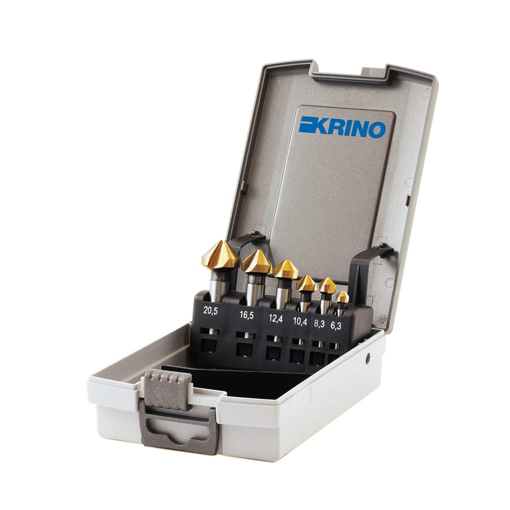 KRINO - ASSORTIMENTO FRESE AD INCASSARE E SVASARE A 3 TAGLI HSS+TiN  6,3-20,5