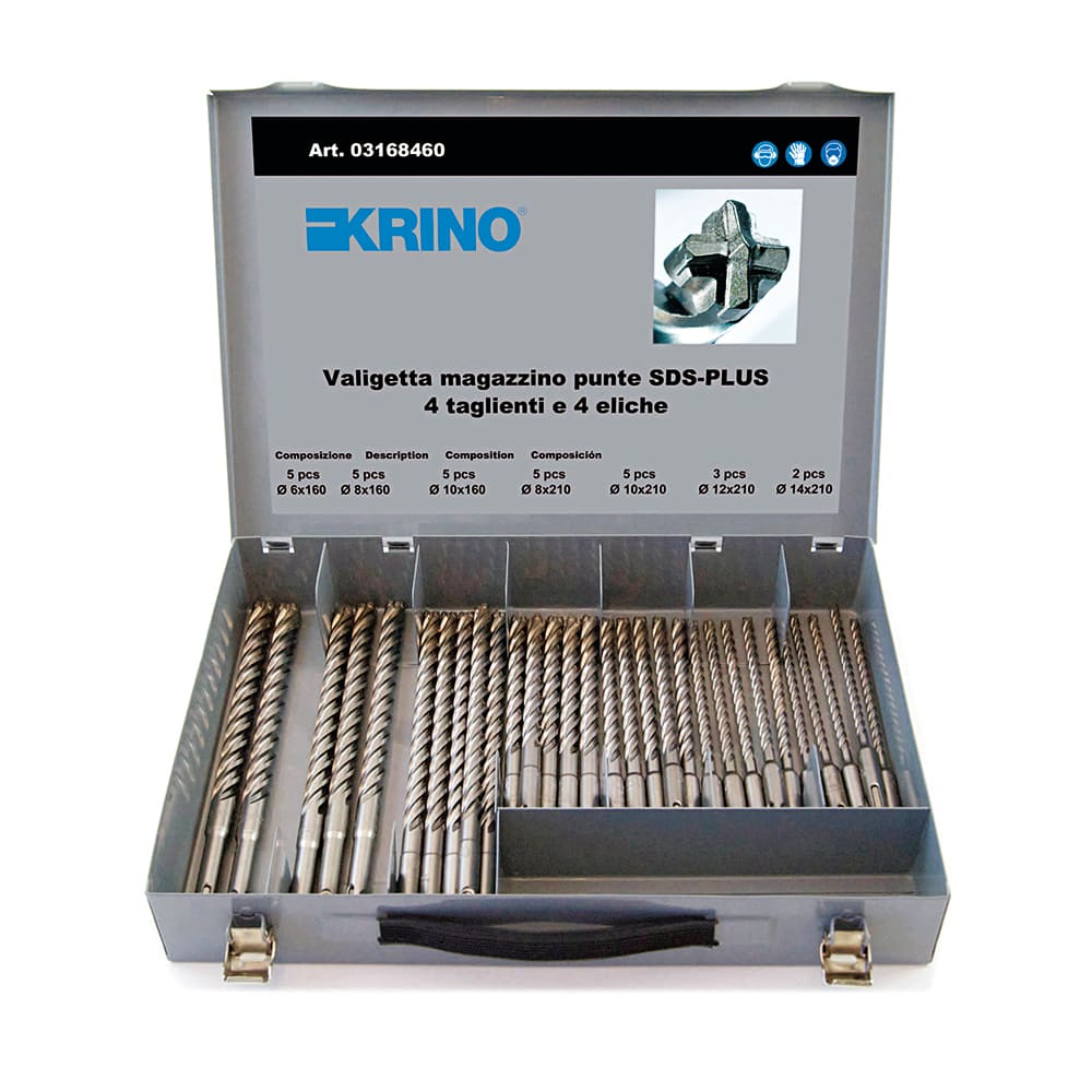 KRINO - ASSORTIMENTO PUNTE SDS-PLUS CON 4 ELICHE E 4 TAGLIENTI 0