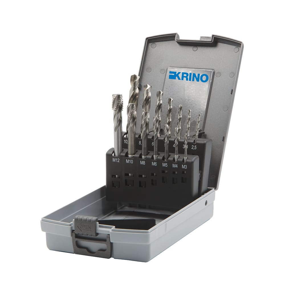 KRINO - ASSORTIMENTO MASCHI A MACCHINA, SCANALATURE DESTRE 35°, IMB. “C”, FILETTARE METRICA ISO ABS HSS-G DIN371C+376C 35°