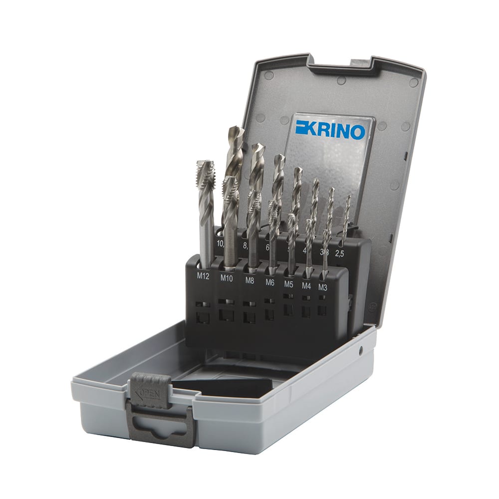 KRINO - ASSORTIMENTO MASCHI A MACCHINA, SCANALATURE DESTRE 35°, IMB. “C”, FILETTARE METRICA ISO ABS HSS-CO 5% DIN371+376/C 35°