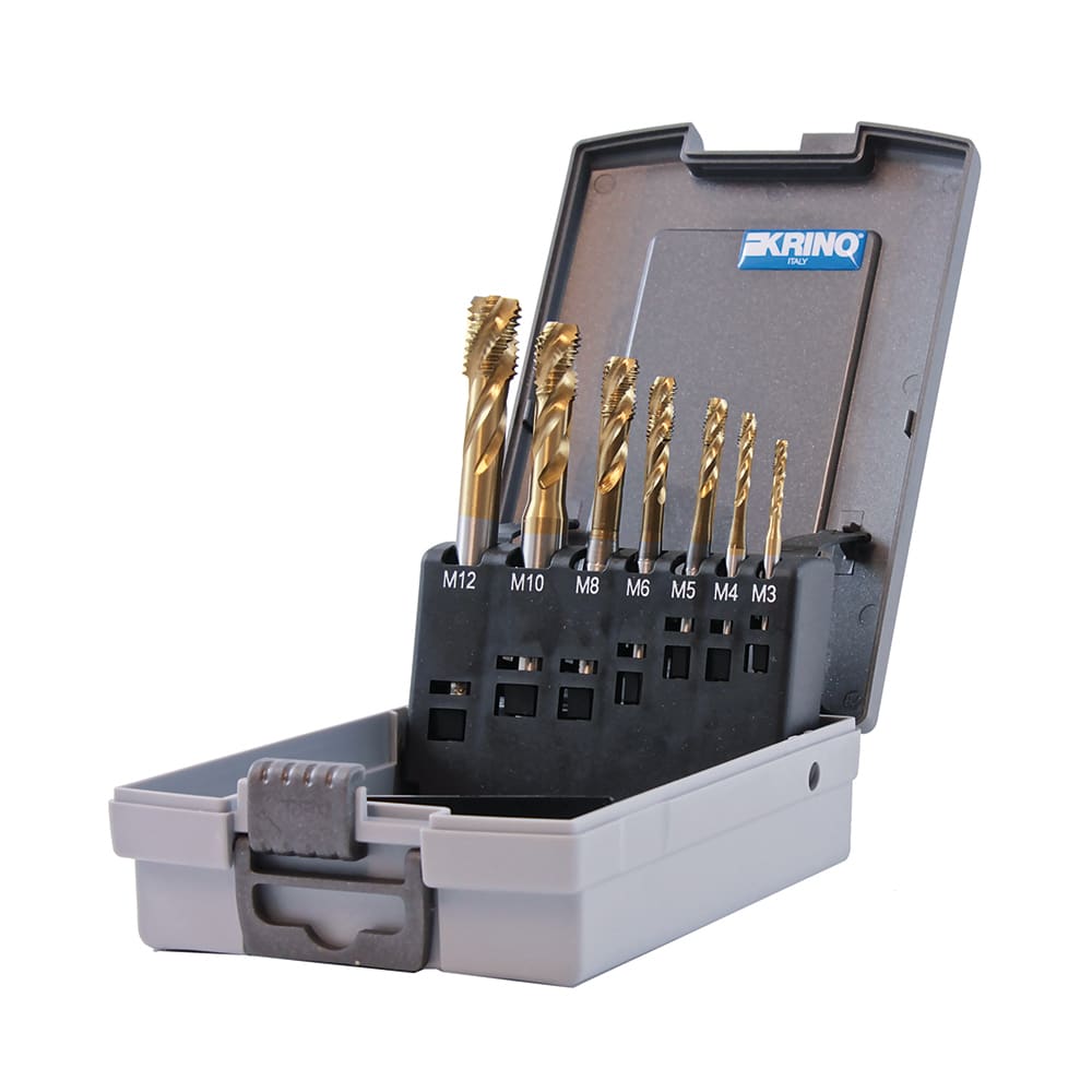 KRINO - ASSORTIMENTO MASCHI A MACCHINA IN HSS-CO RIVESTITI AL TiN, FILETTARE METRICA ISO A PASSO GROSSO HSS-CO+TiN DIN371B+376B 35°
