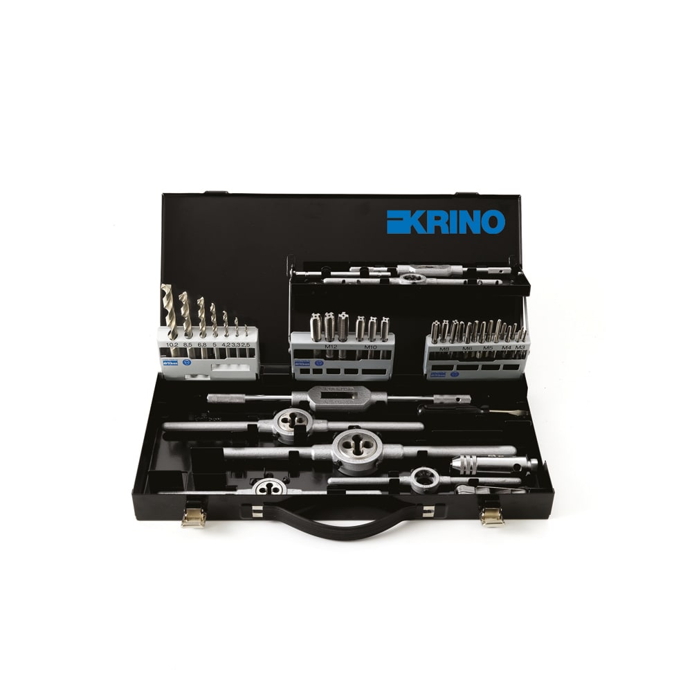 KRINO - ASSORTIMENTO A FILETTATURA SCATOLA METALLICA HSS SINIST M 3-12 43PZ