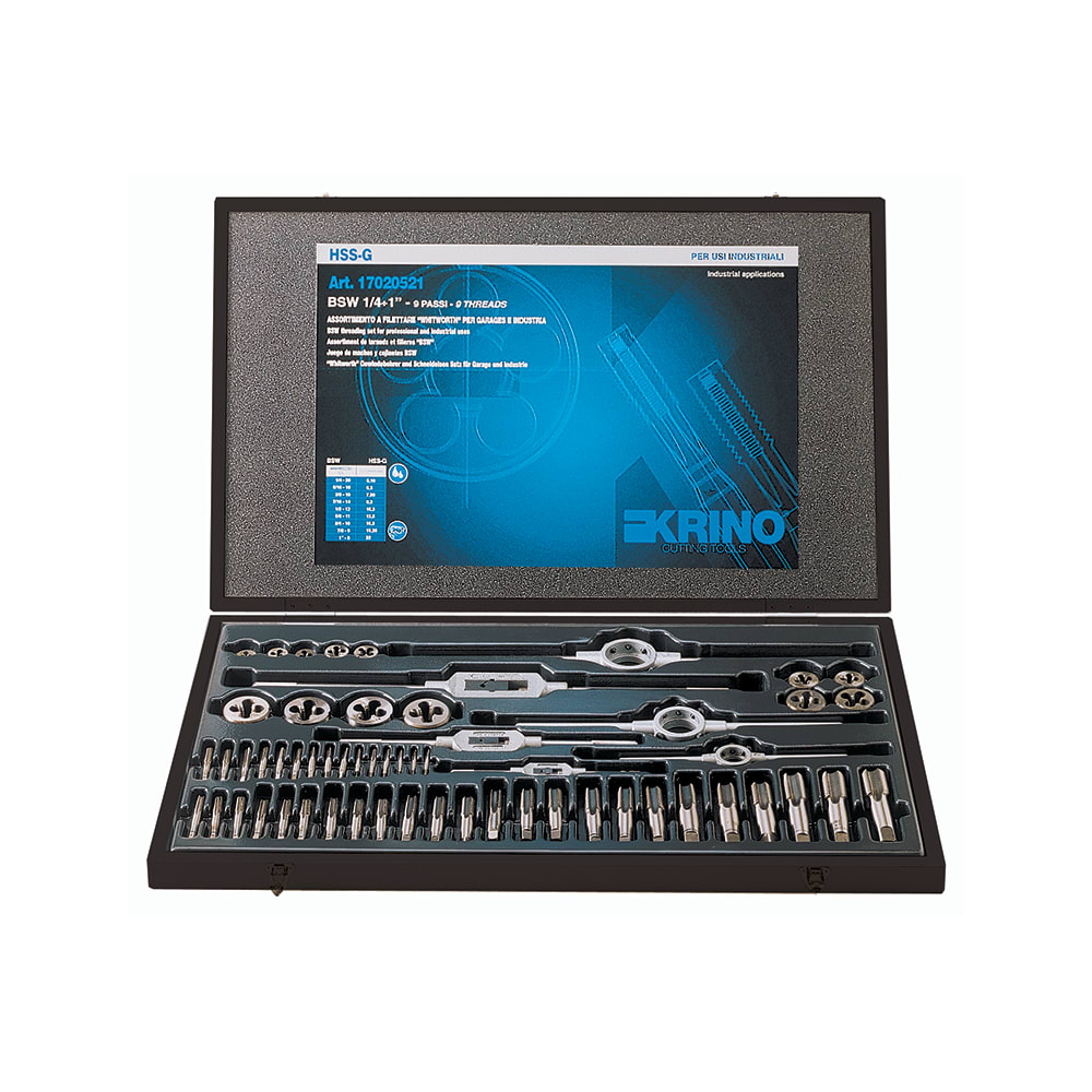 KRINO - ASSORTIMENTO FILETTARE CASSETTA LEGNO HSSG BSW 1/4-3/4