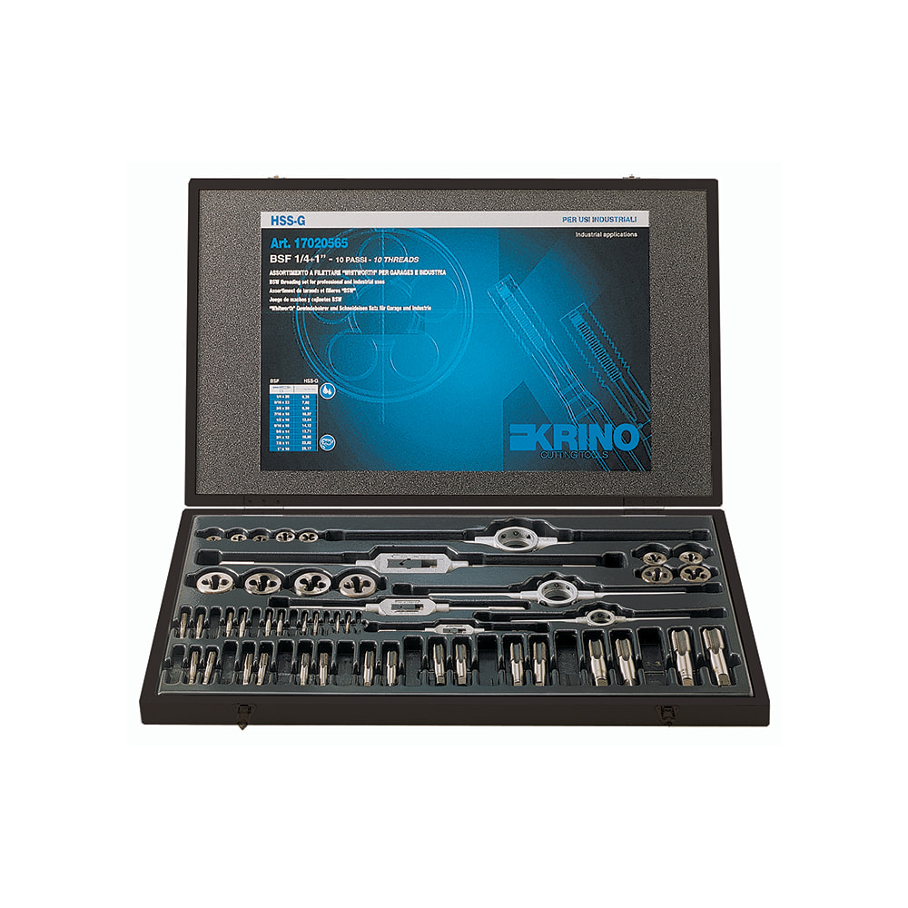 KRINO - ASSORTIMENTO FILETTARE CASSETTA LEGNO HSSG BSF 1/4-3/4