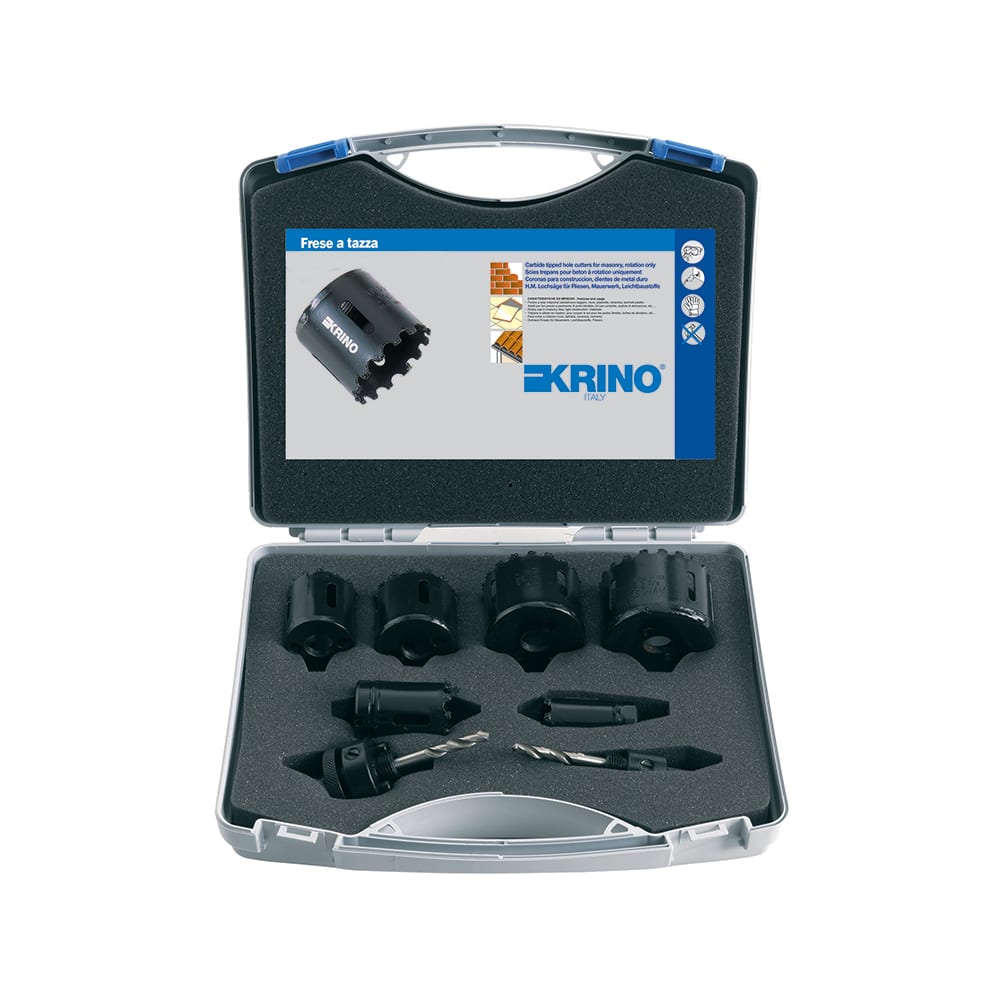 KRINO - ASSORTIMENTO FRESE A TAZZA CON DENTI RIVESTITI IN CARBURO DI TUNGSTENO IN GRANI 16-35