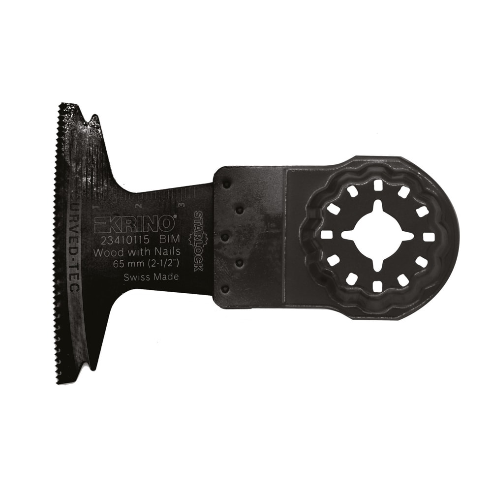 KRINO - ACCESSORI PER UTENSILI MULTIFUNZIONE AD OSCILLAZIONE Bimetal Curved TECH Applicazioni LEGNO/CHIODI, PLASTICA, SANDWICH BOSCH® AII65APB Flat Attacco Starlock®