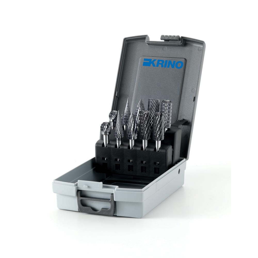 KRINO - ASSORTIMENTO FRESE ROTATIVE METALLO DUROTIALN HM3+HM4 MM 10  10PZ