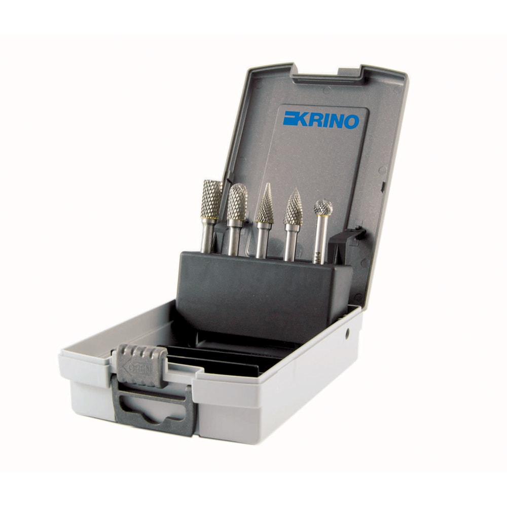 KRINO - ASSORTIMENTO FRESE ROTATIVE METALLO DUROTIALN IN ABS HM4 MM 10 5PZ