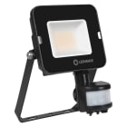 LEDVANCE - Faretto LED con sensore di movimento, 20W, luce calda, simmetrico 100 gradi, nero.