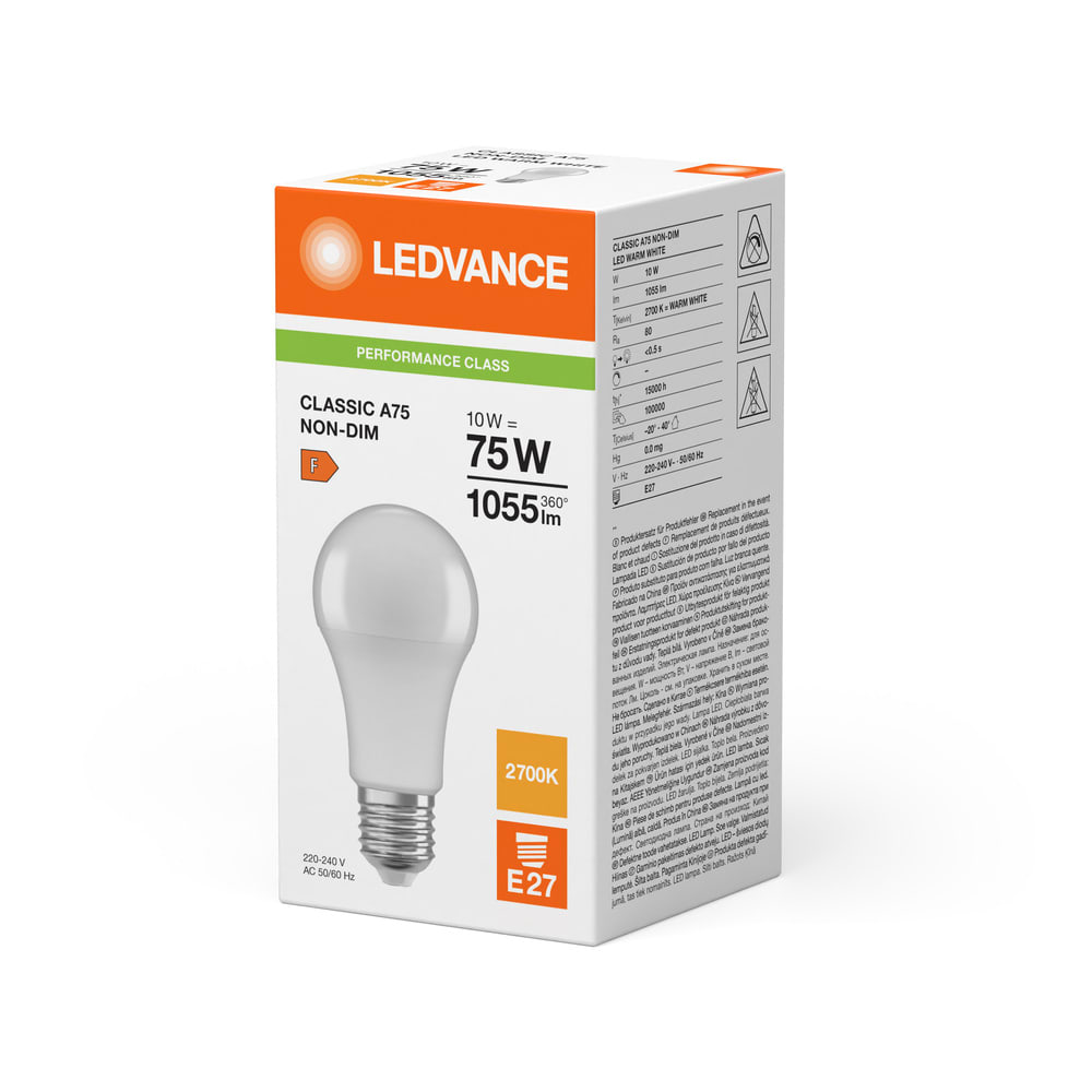 LEDVANCE - Lampadina LED, 10W, 827, E27, Luce Calda