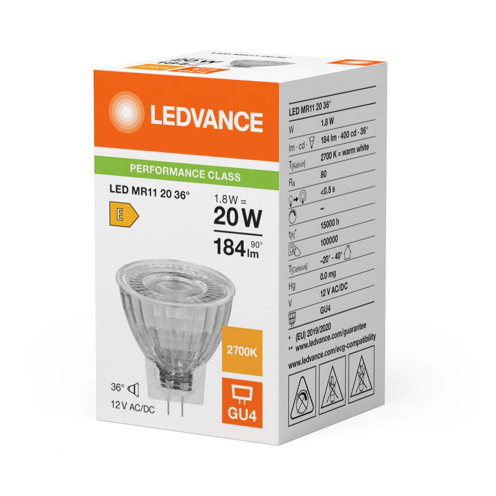 LEDVANCE - Lampada LED, 1.8W, 827 GU4, Bianco Caldo,