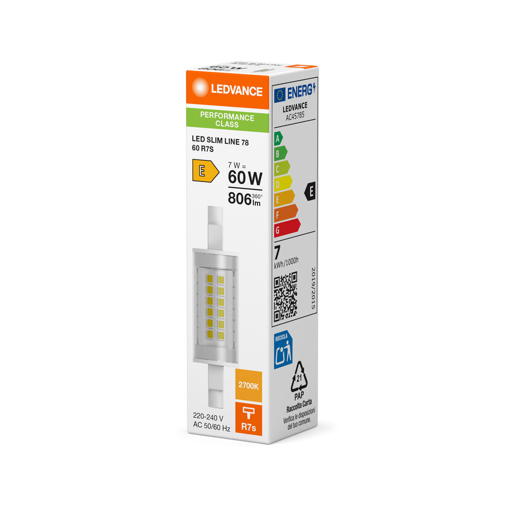 LEDVANCE - Lampada LED Slim 7W 827, R7s P, Linea Slim LEDV